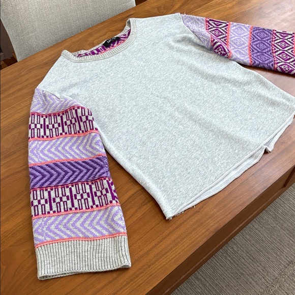 Fabrik sweatshirt mixed media knit sweater sleeves oversized size Small - Picture 2 of 8